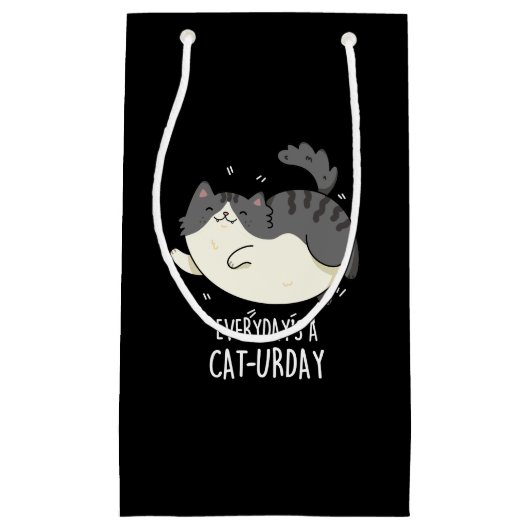 毎日の猫パンプンおもしろいダーク スモールペーパーバッグ (正面)