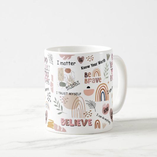毎日の肯定ギフト素晴らしギフト，肯定， コーヒーマグカップ (正面右)