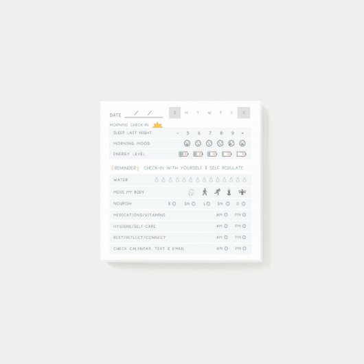 毎日の自己気にチェックインADHD神経発散性 ポストイット (正面)