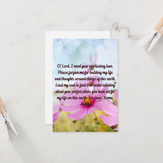 毎日の許しのフラットグリーティングカードのための祈りの言葉 カード (正面/裏面インサイチュ)