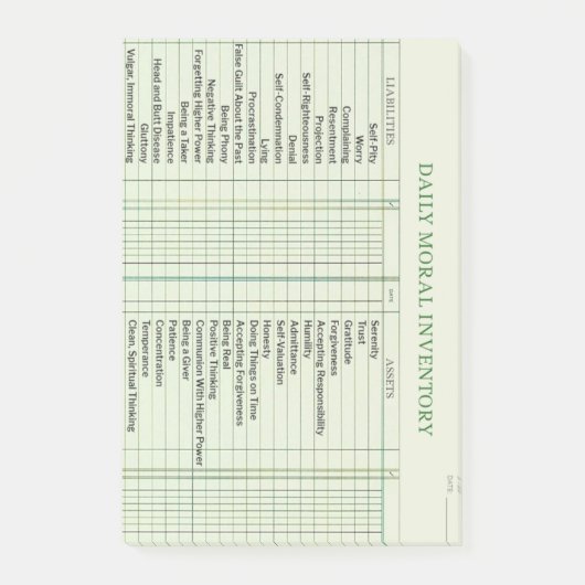 毎日の道徳的なインベントリカードの後処理 ポストイット (正面)