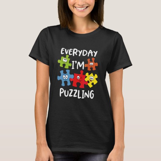 毎日のImが自閉症の意識をパズルにする Tシャツ (正面)