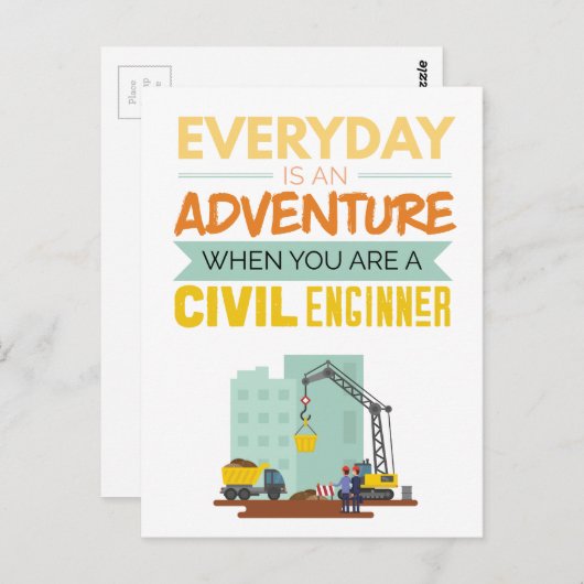 毎日は冒険土木技師おもしろいだ ポストカード (正面/裏面)