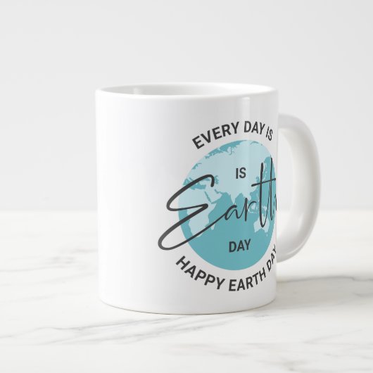 毎日は地球の日のタイポグラフィと地球 ジャンボコーヒーマグカップ (正面右)