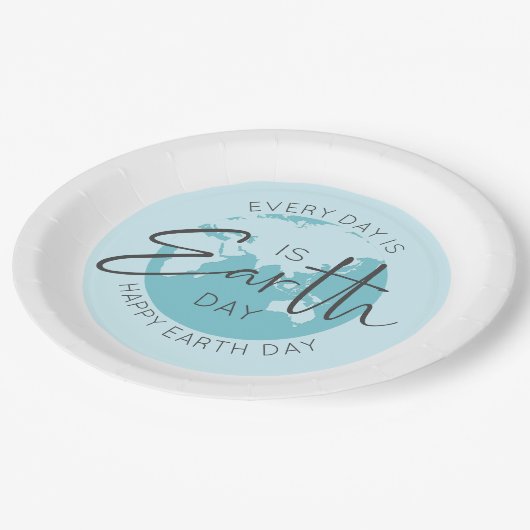 毎日は地球の日のタイポグラフィと地球 ペーパープレート (アングル)