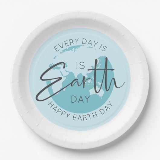 毎日は地球の日のタイポグラフィと地球 ペーパープレート (正面)