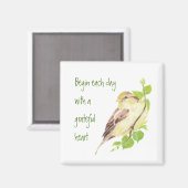 毎日を始める感謝のハートやる気を起こさせる雀 マグネット (正面/裏面)