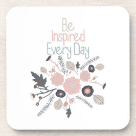 毎日インスパイア植物花ピンク灰色 コースター