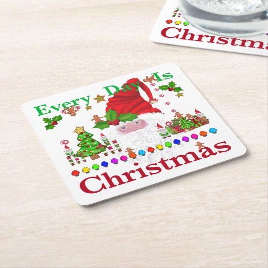 毎日クリスマスだ スクエアペーパーコースター (アングル)