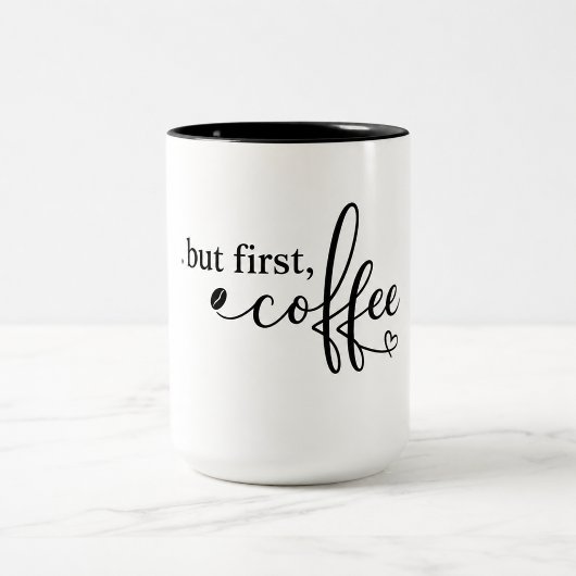 毎日コーヒーを愛する人のための「But First, Coffee」マグカップ ツートーンマグカップ