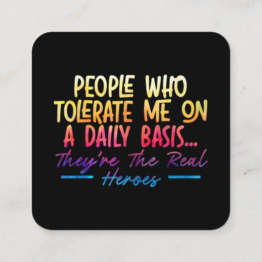 毎日サルカスで私を容認するおもしろい人 スクエア名刺 (裏面)