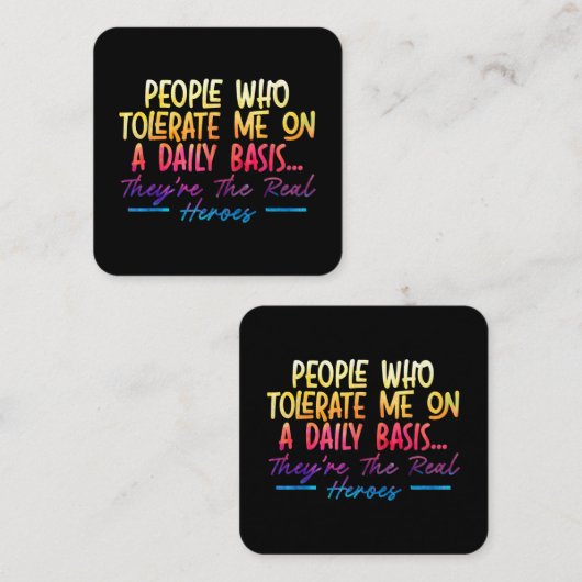 毎日サルカスで私を容認するおもしろい人 スクエア名刺 (正面/裏面)