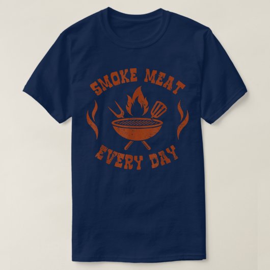 毎日スモーク肉を食べるBbq スモーカー面白い Bbq アクセサリー Tシャツ (デザイン正面)