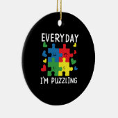 毎日パズルに夢中 Funny Autism Awareness セラミックオーナメント (右)