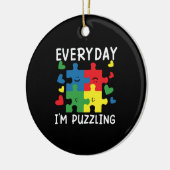 毎日パズルに夢中 Funny Autism Awareness セラミックオーナメント (左)