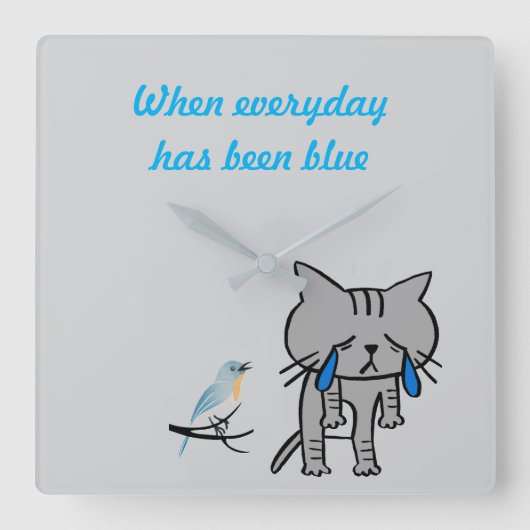 毎日ブルー スクエア壁時計 (正面)