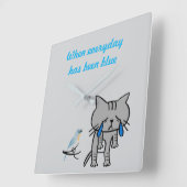 毎日ブルー スクエア壁時計 (傾斜)