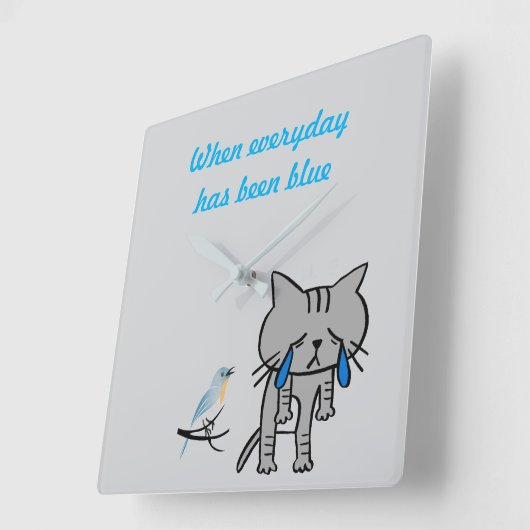 毎日ブルー スクエア壁時計 (傾斜)