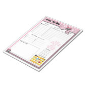 毎日リストする – ピンクのリボンと頭蓋骨 ノートパッド (アングル)