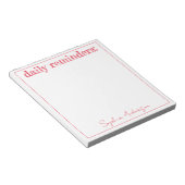 毎日リマインダー赤シンプルパーソナライズされた ノートパッド (アングル)