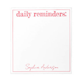 毎日リマインダー赤シンプルパーソナライズされた ノートパッド