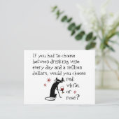 毎日ワインか100万ドル?おもしろい引用文 ポストカード (スタンド正面)