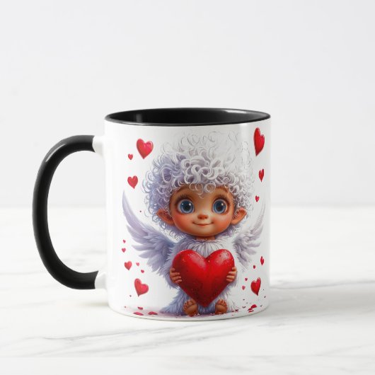 💖 毎日使えるキュートな天使とハートのギフト ☕ マグカップ (左)