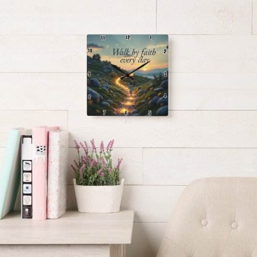 毎日信仰によって歩く スクエア壁時計 (読書スペース)