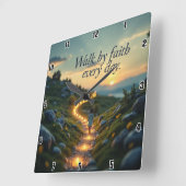 毎日信仰によって歩く スクエア壁時計 (傾斜)