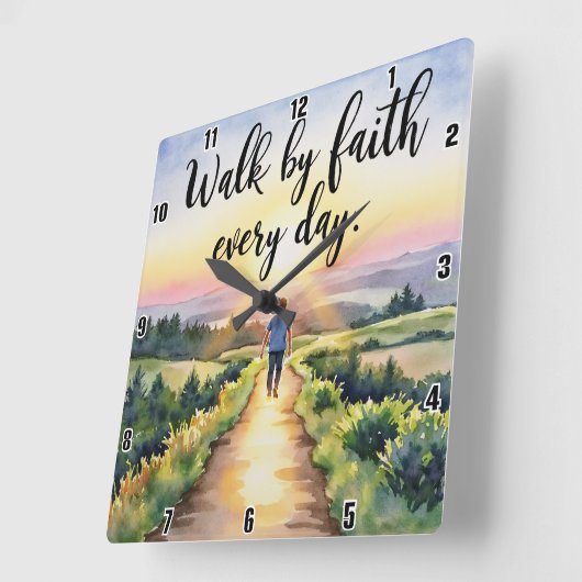 毎日信仰によって歩く スクエア壁時計 (傾斜)