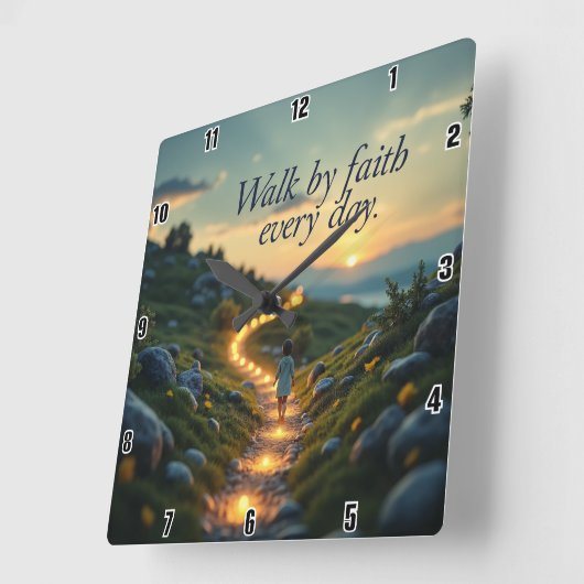 毎日信仰によって歩く スクエア壁時計 (傾斜)