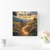 毎日信仰によって歩く スクエア壁時計 (ホーム)