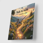 毎日信仰によって歩く スクエア壁時計 (傾斜)