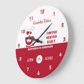 毎日出赤と白されるコーヒー ラージ壁時計 (傾斜)