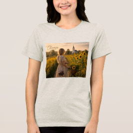 毎日喜びを選ぼう フラワー柄 女性用Tシャツ - イン トライブレンドＴシャツ