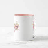 毎日喜びを選ぼう マグカップ: かわいい豚と花の芸術 マグカップ (中央)