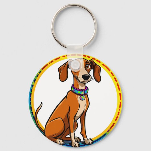 🐶 毎日持ち歩きたくなる!丸フレームの遊び心あふれる子犬 🐶 キーホルダー (正面)