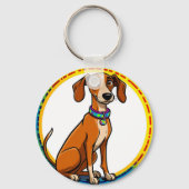 🐶 毎日持ち歩きたくなる!丸フレームの遊び心あふれる子犬 🐶 キーホルダー (裏面)