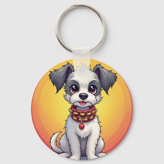 🐶 毎日持ち歩くアイテムに可愛いアニメ調の犬 🐶 キーホルダー (正面)
