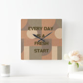 毎日新しいスタートだ スクエア壁時計 (ホーム)