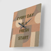 毎日新しいスタートだ スクエア壁時計 (傾斜)