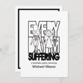 毎日苦しみ続ける - 結婚式前の男の会 招待状 (正面/裏面)