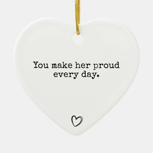 毎日記念誇りを持った贈ハート セラミックオーナメント (正面)