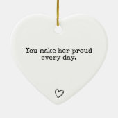 毎日記念誇りを持った贈ハート セラミックオーナメント (裏面)
