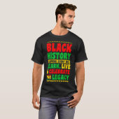 毎日起きる黒人の歴史を学び、祝おう Tシャツ (正面フル)