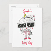 毎日輝きの//のクールなひよこのスケッチ シーズンポストカード (正面/裏面)