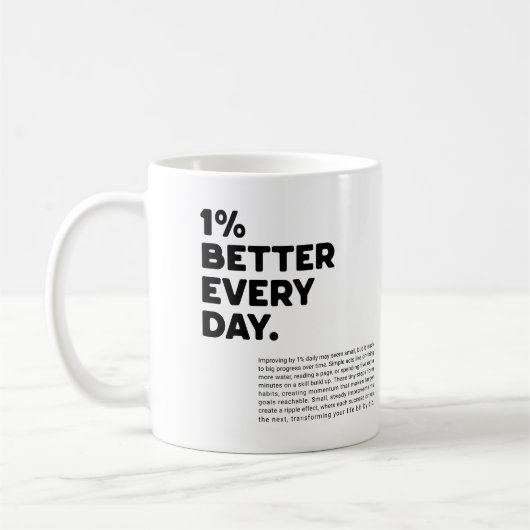 毎日1%改善やる気を起こさせる コーヒーマグカップ (左)