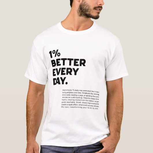 毎日1%改善やる気を起こさせる Tシャツ (正面)