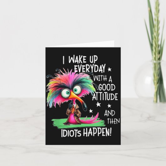 毎日、面白いサラと一緒に、良い態度で目覚めるんだ カード (正面)