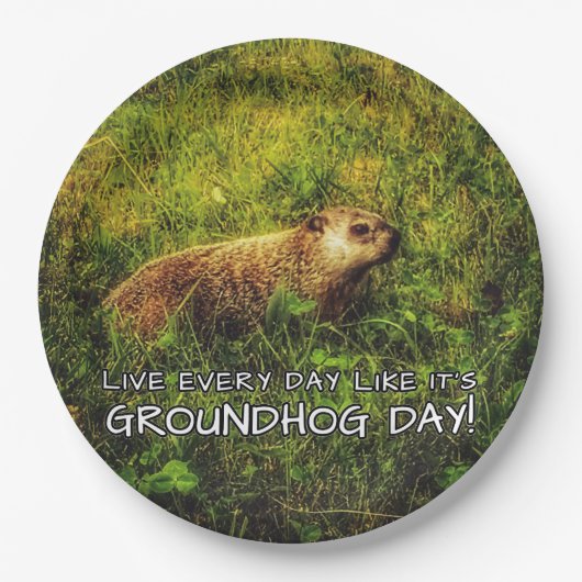 毎日Groundhog Dayのように生きる!プレート ペーパープレート (正面)